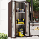 AECOJOY Outdoor Storage Cabinet Waterproof with Shelves, Vertical Tall Garden Outdoor Cabinet, Sheds & Outdoor Storage Clearance Cabinet Weatherproof for Outside in Brown AECOJOY