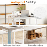 sogesfurniture Modern 4-Piece Kitchen Dining Table Set with 1 Bench and 2 Chairs, Kitchen Bench Table Set for 4, Wooden Kitchen Table and Chairs for Limited Space,White sogesfurniture