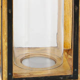Deco 79 Wood and Metal and Glass Lantern, 8" x 8" x 22" Deco 79