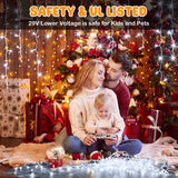 Hezbjiti 1000 LED 403 FT Christmas String Lights Outdoor, 8 Lighting Modes IP44 Waterproof Fairy Lights with Timer and Dimmable Function for Home Party Tree Decorations (Cold White, Clear Wire) Hezbjiti