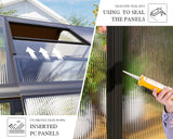 HOWE 14x9.5x9 FT Polycarbonate Greenhouse with 2 Vents and Double Swing Doors 6FT Added Wall Height, Walk-in Large Winter Greenhouse Sunroom Aluminum Greenhouse for Outdoors, Black HOWE