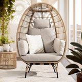 Bme Heavy Duty 500 Lbs Capacity Oversized Wicker Egg Chair for Outside, UV 2000 Hours Material with Non-discolouring Fabric Cushion, Durable Against Water, Weather Bme