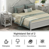 Treocho White Nightstand Set of 2, Modern X-Design Night Stand,Bedside End Table with Open Storage for Small Place,Bedroom Treocho