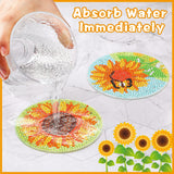 UPINS 8Pcs Sunflower Diamond Art Painting Coasters for Drinks DIY Coaster Diamond Art Kits for Adults Diamond Art Craft Supplies (Sunflower) UPINS