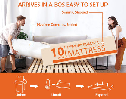 10 inch California King Size Mattress with Cover, Cooling Gel Memory Foam King Mattress for a Cool Sleep & Pressure Relief, Medium Firm Mattress Pad Mattresses, Bed in a Box, CertiPUR-US Certified