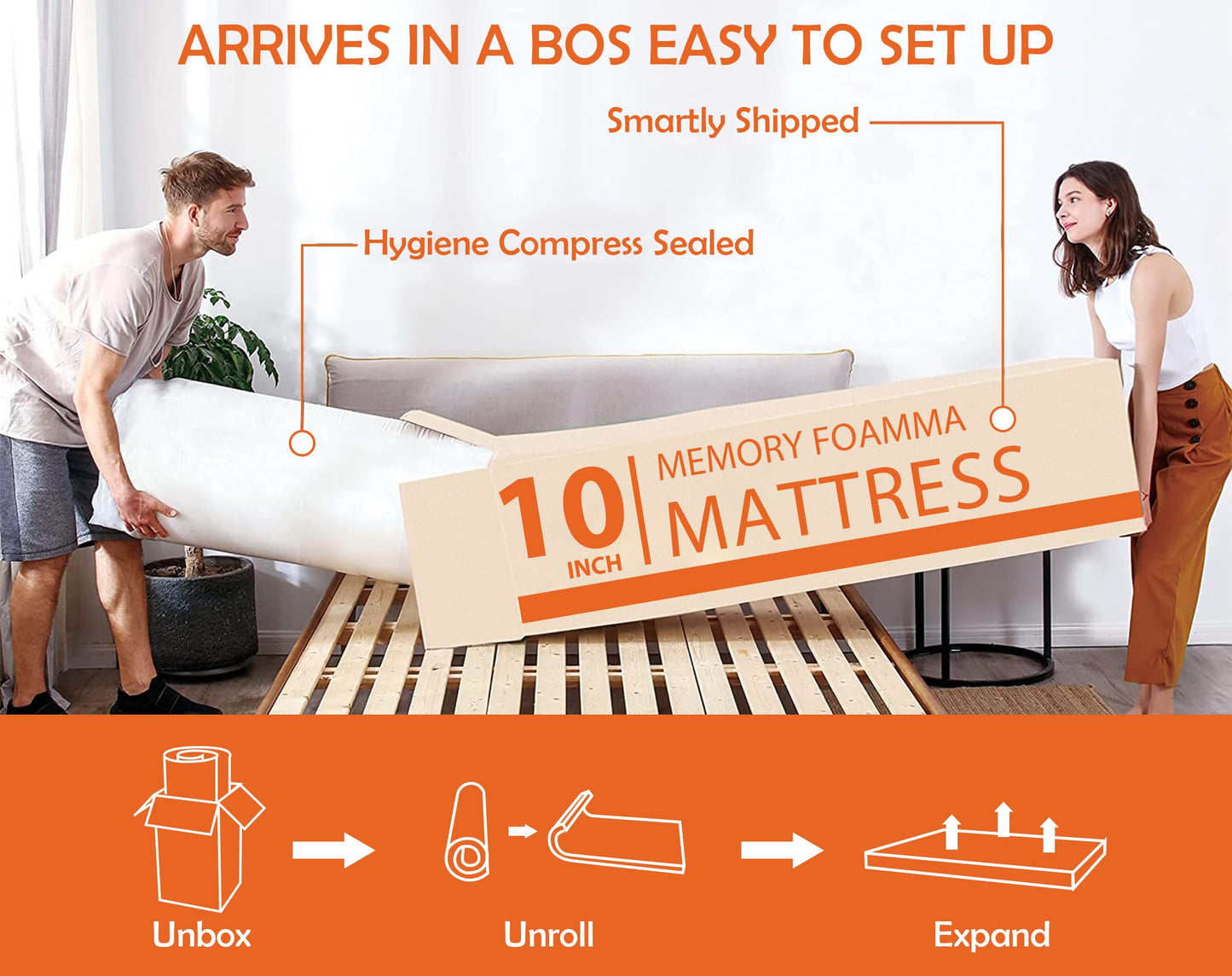 California King Mattress, 5/6/8/10/12/14 In Mattress Medium Firm Memory Foam Mattress for Pressure Relief & Cooler Sleep, Certipur-Us Certified Bed in a Box Mattress in a Box (California King, 10 In)