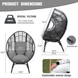 LUTINLIX Oversized Wicker Egg Chair Outdoor Indoor,Patio Lounge Chair with Thicken Cushions & Durable Steel Frame, Egg Basket Chair 500lbs Capacity for Garden, Backyard, Porch,Bedroom (Black-Regular) LUTINLIX