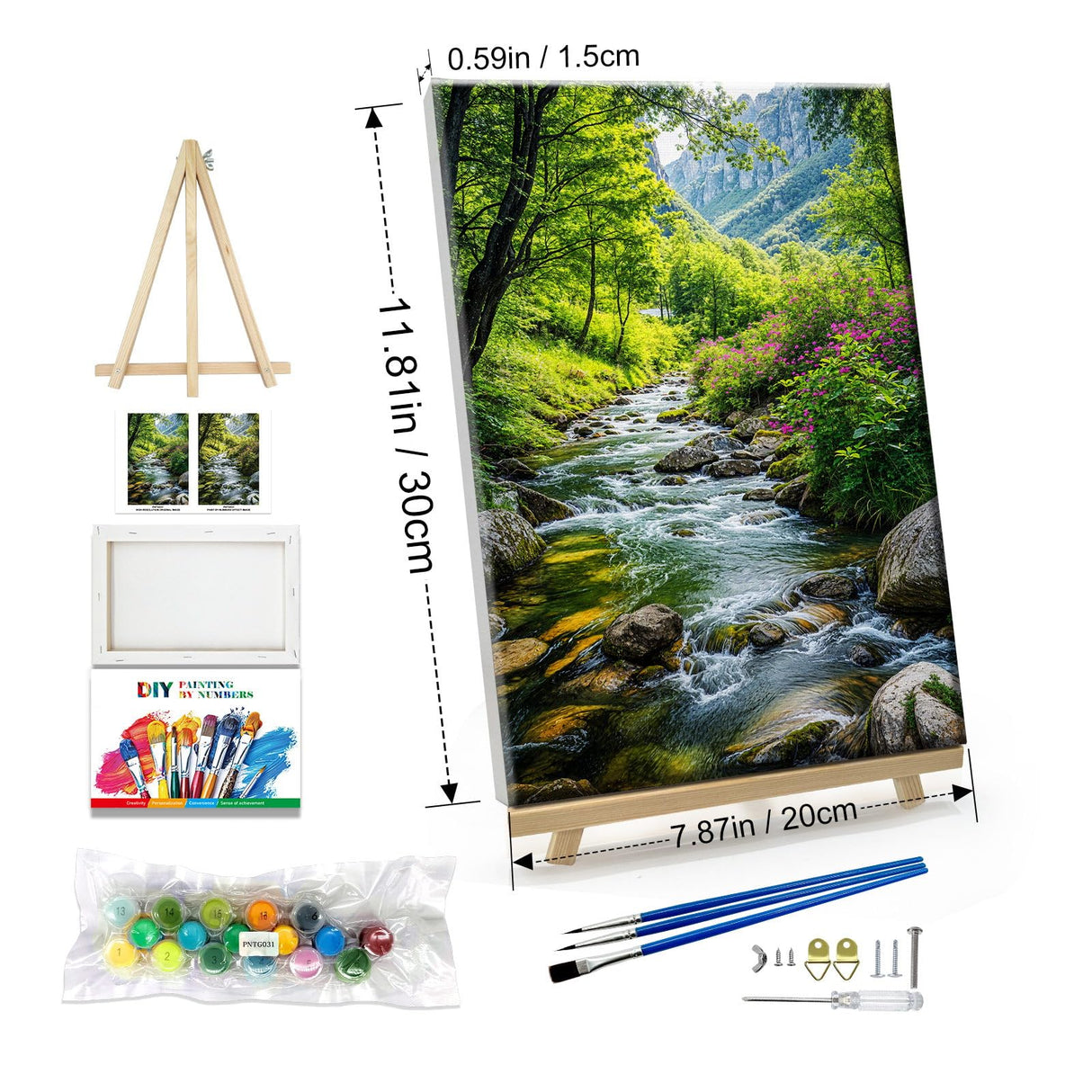 JOOZ Landscape Paint by Numbers Kit for Adults with Frame Mountain Paint by Number with Easel Forest Paint by Number for Adults DIY Flowers Paint by Number Canvas for Home Wall Decor 8 x 12 Inch JOOZ