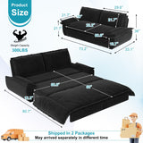 Lyngins 73.2 Inch Queen Size Sleeper Sofa Bed, 3 in 1 Convertible Pull Out Couch Velvet Loveseat Sofa Couch Bed with Pillow for Apartment, Bedroom, Living Room, Black Lyngins
