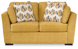 Signature Design by Ashley Keerwick Scandinavian Loveseat with 4 Toss Pillows, Yellow Signature Design by Ashley