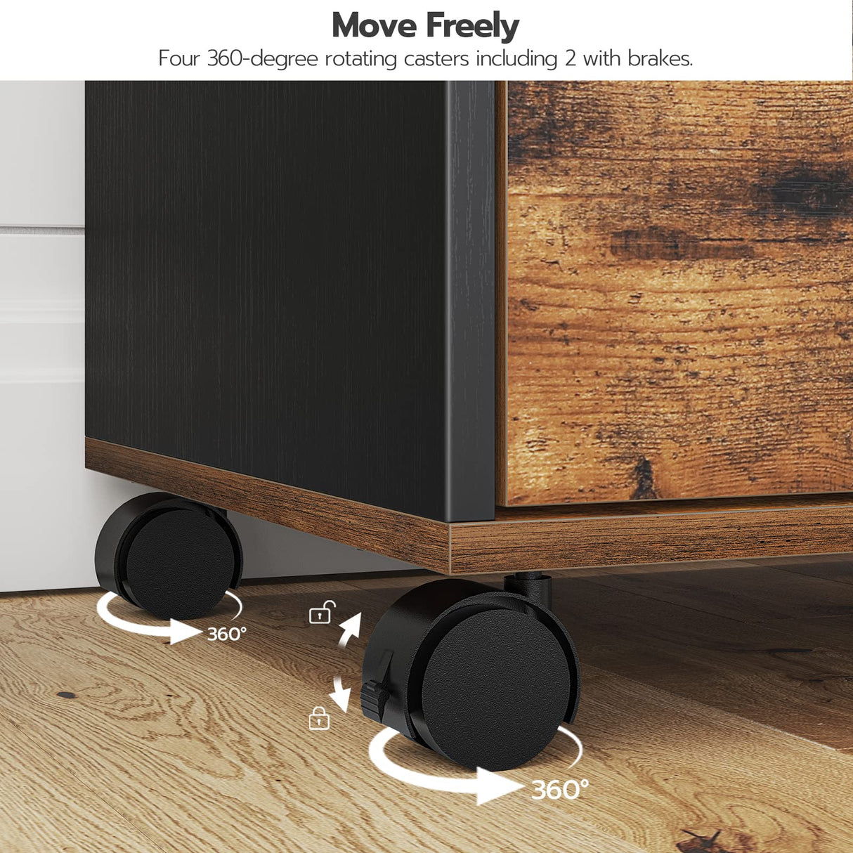 HOOBRO 7-Drawer Chest, File Cabinet, Wooden File Cabinet, Office Cabinet with Drawers, Storage Cabinet, for Home Office, Study, Easy Assembly, Rustic Brown and Black BF07WJ01 HOOBRO