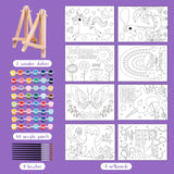 8 Packs 5x7 Pre Drawn Canvas Set,Paint by Numbers for Kids,48 Paints 8 Brushes 2 Easels,Pre-Printed Acrylic Oil Painting Kit Ages 8-12 9-12 4-8 goldentime