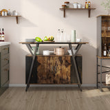 Rustic Brown Bestier Buffet Cabinet with Adjustable Shelves for Kitchen, Dining Room, and Living Room Bestier