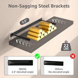 QEEIG 10" Deep Floating Shelves for Wall - 10 x 16 inch Book Shelf Bathroom Bedroom Kitchen Living Room Hanging Bookshelf Farmhouse Set of 3, Black (025-40B3) QEEIG