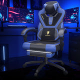 Dowinx Gaming Chair with Footrest, Big and Tall Gaming Chair for Heavy People, Gamer Chair for Adult with Massage (Blue) Dowinx