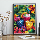 Kaliosy 5D Diamond Art Kits for Adults Summer Drink by Number Kits, Diamond Painting Art DIY Full Drill Crystal Craft Cross Stitch Embroidery Decoration (12x16 inch) 30x40 cm Kaliosy