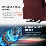 EONIX Dual Motor Lay Flat Power Lift Recliner Chair for Elderly, Electric Recliner Lift Chairs for Adults with Cup Holders, 400lbs Heavy Duty Power Recliner Sofa with Heat and Massage, Burgundy EONIX