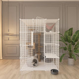 Indoor Cat Cage Enclosure DIY,Cat Playpen Catio Thick Metal Wire Kennels for 1-3 Cats Kitten Cage Detachable Patio Cat Crate (White, 41" L x 41" W x 55" H) Leptzoa