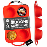 BAKE BOSS Silicone Muffin Pan with Handles, 6 Cup Regular Size Cupcake Pan, Perfect Silicone Muffin cups for Baking Keto Paleo Vegan Muffin Recipes, Nonstick Cupcake Maker Silicone Molds BAKE BOSS