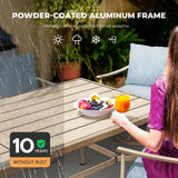 HAPPATIO 9-Piece Patio Dining Set for 8, Aluminum Outdoor Dining Set with Cushions, 8 Swivel Dining Chairs, 1 Large Rectangular Table with Umbrella Hole for Lawn, Porch, Backyard, Brown HAPPATIO