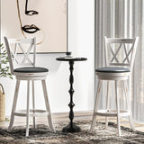 Callales 29" Swivel Bar Stools Set of 2, Swivel Counter Height Stools with Back & Solid Wood Footrest, Wooden Barstools for Kitchen Island, Home Bar, Antique White (Antique White, 29" Bar Height) Callales