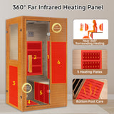 Real Relax Infrared Home Sauna, 1 Person Far Infrared Saunas for Home, Canadian Hemlock Wooden Indoor Sauna Room with LCD Control Panel, Bluetooth Speakers Real Relax