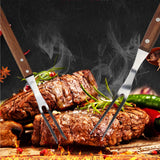 Fantasyon 2 Pack Meat Fork with Wooden Handle, Stainless Steel Meat Forged Carving Fork for Kitchen Roast (13 Inch, 10 Inch) Fantasyon
