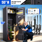 15-18 Gun Safe for Rifles and Pistols,Biometric Fingerprint Lock,Quick-access Biometric Gun Cabinet,Rifle Safe with Removable Shelf, Home Gun Locker Quick install (15.7" D x 17.7" W x 55" H) ZZXCBB