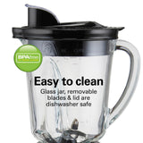 Hamilton Beach 58175 Wave Action Blender for Shakes and Smoothies, Stainless Steel Ice Sabre Blades, 800 Watts, Quiet Design, 40 oz Glass Jar, Black Hamilton Beach