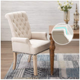 adochr Upholstered Fabric Accent Dining Chair, Elegant Tufted Club Dining Room Kitchen Room Arm Dining Chair, Beige adochr