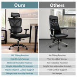 Winrise Office Chair Ergonomic Desk Chair, High Back Gaming Chair, Big and Tall Reclining Comfy Home Office Chair Lumbar Support Breathable Mesh Computer Chair Adjustable Armrests (Black) Winrise