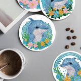 AiYuanzsh 4 PCS Diamond Painting Coaster Kits, Animal Dolphin Diamond Art Coasters 5D Diamond Painting Kits for Adults Beginners, Diamond Art Craft Supplies Christmas Gift AiYuanzsh