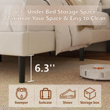 King Size Bed Frame with Vertical Chanel Tufted Headboard and Wingback, Upholstered Platform Bed, Strong Wooden Slats, Easy Assembly, Noise Free, No Box Spring Needed, Beige Velvet HAOARA