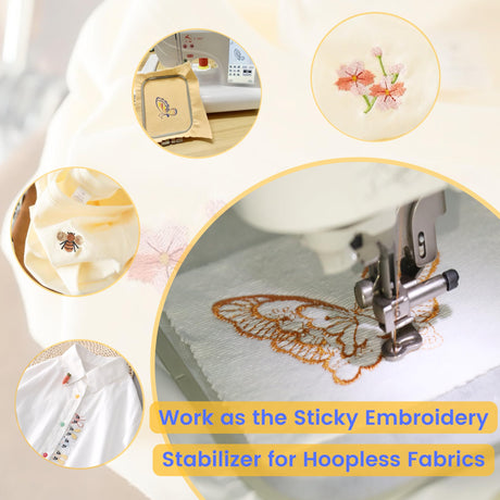 New brothread 6PCS 8.5"x11" Sticky Water Soluble Embroidery Stabilizer Printable Paper Stabilizer - Medium Weight - Allowed for Print or Draw Patterns Best for Hand & Machine Embroidery New brothread