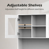 GTFURNI 71" Tall Kitchen Pantry Storage Cabinet Large Farmhouse Hutch Cabinet with Microwave Stand, Charging Station, Adjustable Shelves, Countertop for Dining Room, Living Room, White GTFURNI