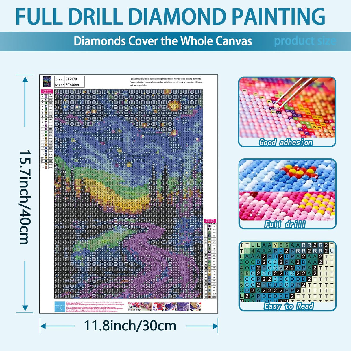 YQFCZDQ Aurora Landscape Diamond Art Kits for Adults,DIY Forest Starry Sky 5D Diamond Painting Kits Round Diamond Dots for Beginners,Full Drill Paint with Diamonds Pictures Gem Art Home Decor 12x16 In YQFCZDQ
