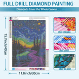 YQFCZDQ Aurora Landscape Diamond Art Kits for Adults,DIY Forest Starry Sky 5D Diamond Painting Kits Round Diamond Dots for Beginners,Full Drill Paint with Diamonds Pictures Gem Art Home Decor 12x16 In YQFCZDQ