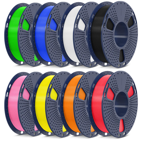 SUNLU 3D Printer Filament Bundle Multicolor PETG Filament 1.75mm, Individually Vacuum-Sealed, 2kg in Total, 0.25kg per Spool, 8 Pack, 8 Colors, Black+White+Red+Yellow+Pink+Blue+Orange+Green SUNLU