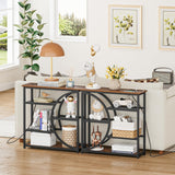 Snughome Entryway Table, Console Table with Charging Station, Industrial Narrow Sofa Table with 5 Tier Storage Shelves, Entrance Table for Hallway, Behind The Couch, Living Room, Foyer Snughome