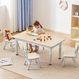 GITAWUSA Kids Study Table and Chairs Set, Height Adjustable Toddler Table and Chair Set for Kids Ages 3-8, Graffiti Desktop (Burlywood - 2) GITAWUSA