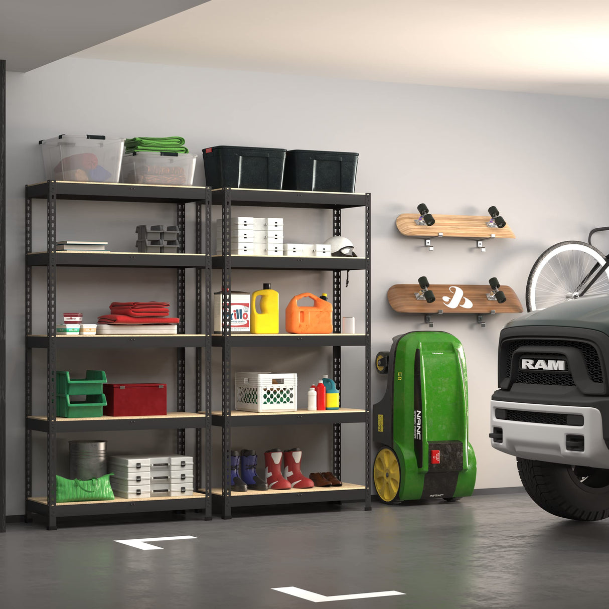 PrimeZone Heavy Duty Storage Shelves - 5 Tier 35.5" W x 15.75" D x 71" H Adjustable Garage Storage Shelving, Metal Storage Utility Rack Shelf Unit for Warehouse Pantry Closet Kitchen, Black PrimeZone