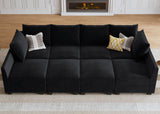HONBAY Modular Sectional Sleeper Sofa Velvet Sectional Sleeper Couch with Storage Seats Oversized Sectional for Living Room,Black HONBAY