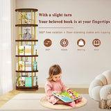 5-Tier Rotating Bookshelf, 360° Swivel Spinning Bookcase Tower - Stackable Narrow Corner Storage Organizer, Tall Floor Standing Display Shelf for Living Room, Bedroom, Office （Gold ） Generic
