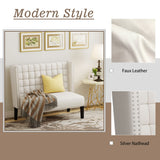 Andeworld Modern Loveseat Settee Bench Sofa Couch, Upholstered Banquette Dining Bench with Back for Dining Living Room Hallway or Entryway Seating,White Andeworld