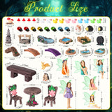 Shellwei 50 Pcs Garden Accessories Miniatures Small Fairies Kit with Luminous Wings Animals Cute Tiny Mushroom Mini Pond Bridge Figurine Micro Landscape Ornaments for Home Garden Shellwei
