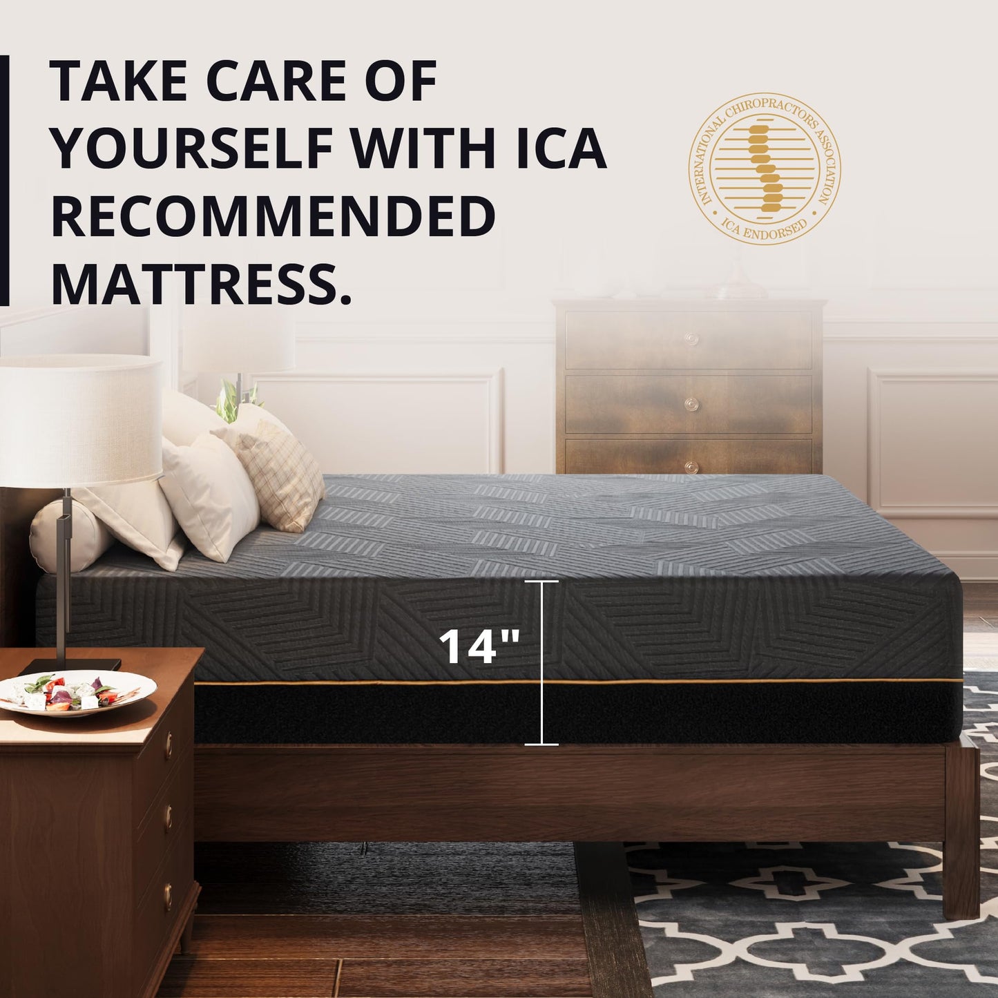 EGOHOME 14 inch King Size Mattress, Cooling Gel Memory Foam Mattres Bed in a Box, CertiPUR-US Certified, Therapeutic Mattress for Back Pain, Made in USA, 76x80x14 Black