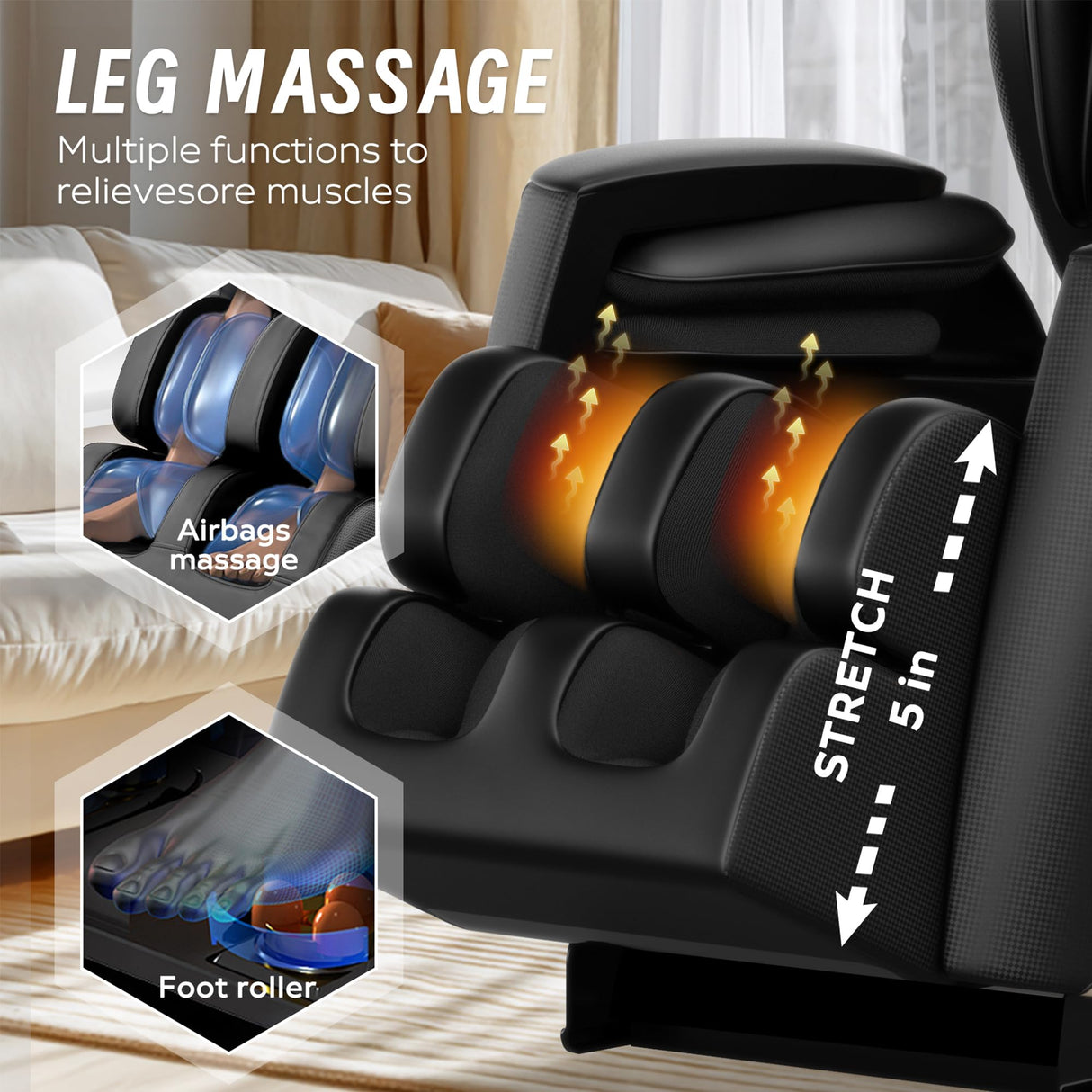 VUYSUYVY 2025 Massage Chair Full Body, Zero Gravity Massage Chair and Recliner with 8 Fix Rollers, Heating, Foot Massage, Auto Modes, Bluetooth Speaker, Touch Screen Controller VUYSUYVY