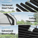 Shintenchi 12x15 FT Metal Carport, Enhanced Base Oversized Garage Carports,Outdoor Galvanized Shelter,Heavy Duty Carport Canopy with Steel Roof and Frame, for Car, Boats and Tractors Shintenchi