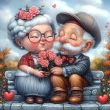 MXJSUA DIY Diamond Painting Kits for Adults, Elderly Couple in Love Diamond Gem Art Painting for Beginners, Diamond Picture with Full Round Drill Dots Craft Set Gift, 12x12 Inch MXJSUA