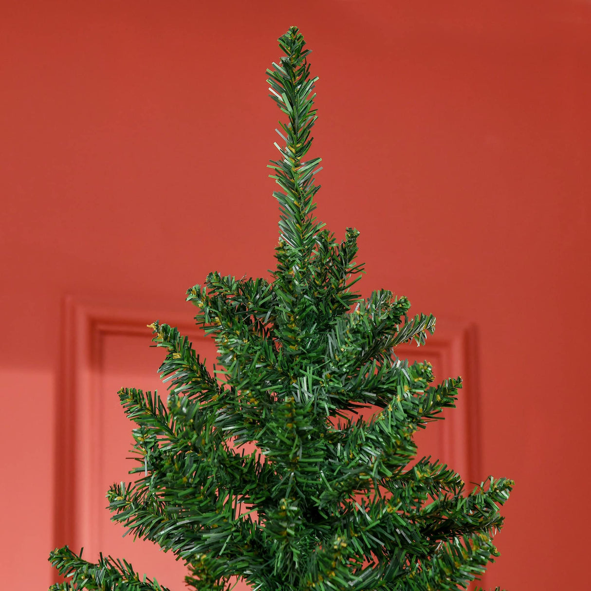 HOMCOM 7' Tall Unlit Slim Fir Artificial Christmas Tree with Realistic Branches, and 865 Tips, Green HOMCOM